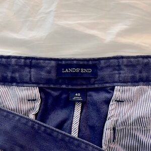 Lands' End Men's Navy Flat Front Shorts